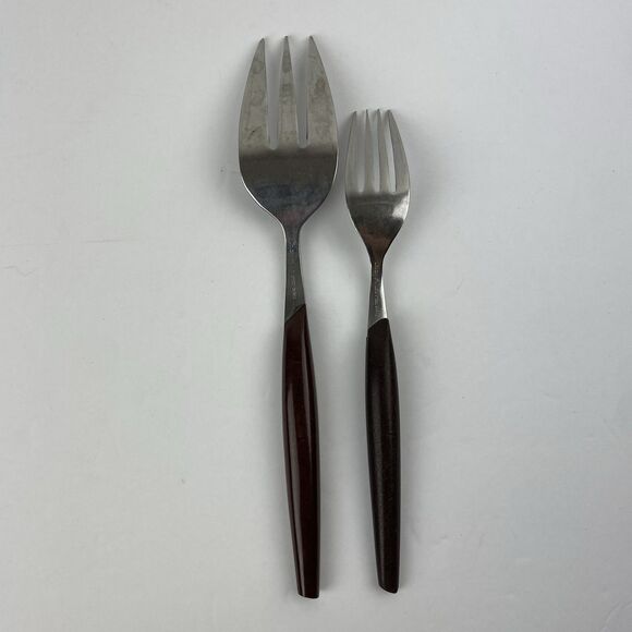 VTG ELDAN Stainless Flatware Spoons Forks Silverware Black Japan MCM 18 Piece - Picture 11 of 16